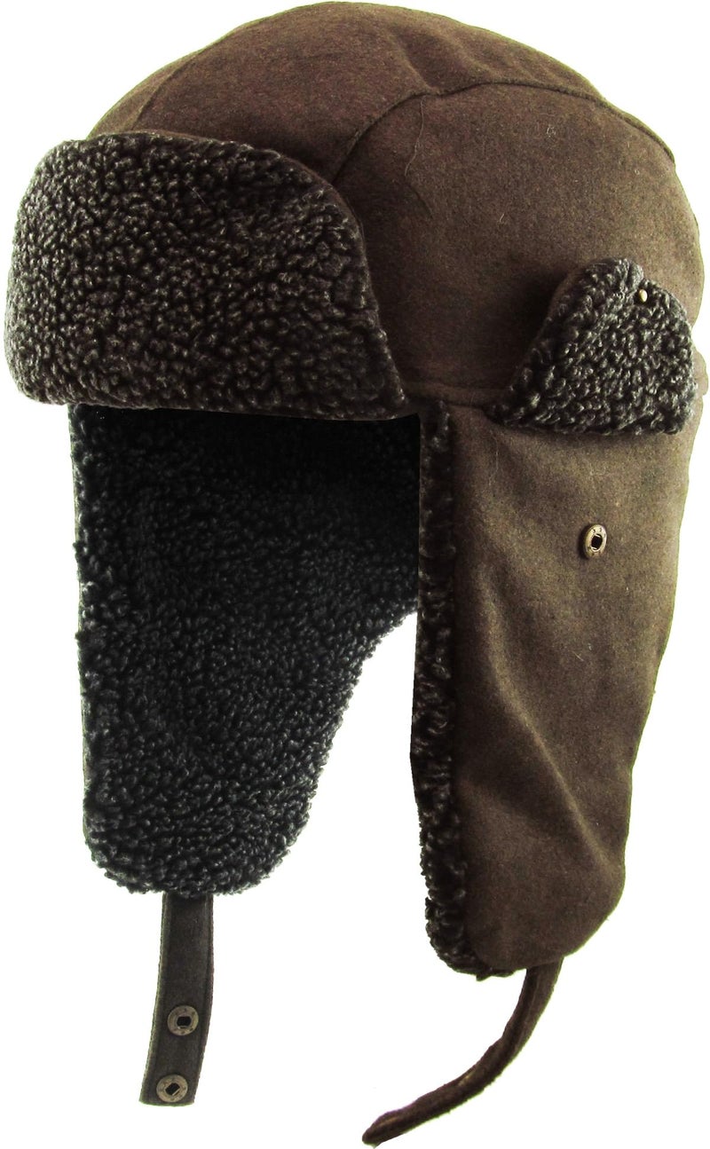 KBETHOS KBW-620 BRN Wool Blend Aviator Trapper hat Trooper Ear Flaps Ushanka Eskimo Warm Winter Cold - Image 1